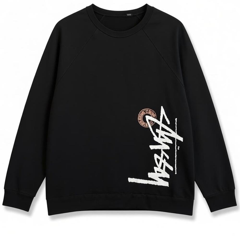 Stüssy Sweatshirt Black Surfer Skateboarder Streetwear Y2K Grunge Retro 80s S
